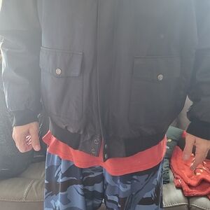 Hind Black Leather Bomber Jacket